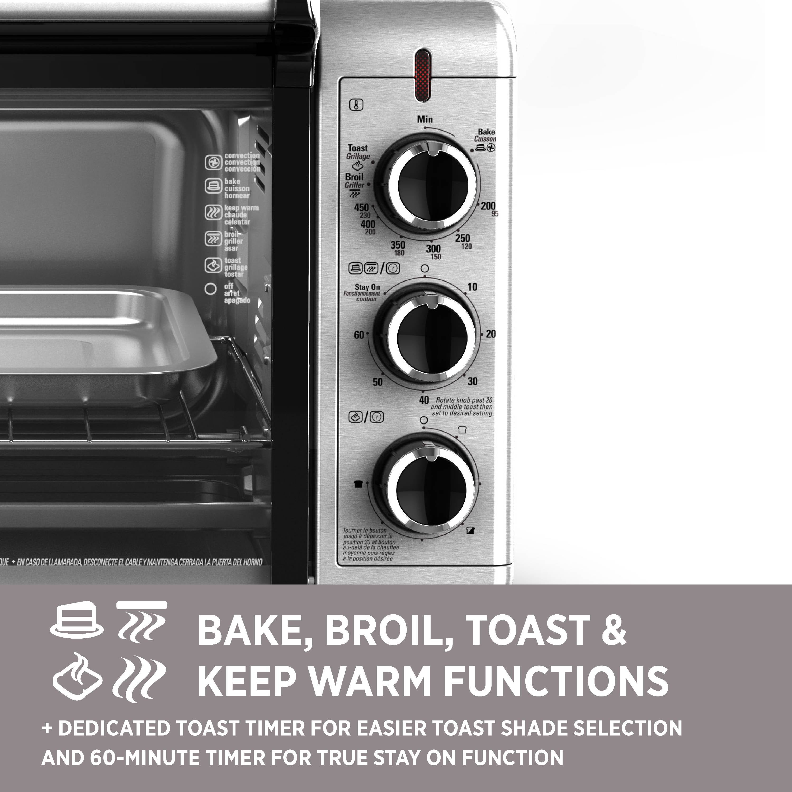  BLACK+DECKER TO3230SBD 6-Slice Convection Countertop Toaster  Oven, Includes Bake Pan, Broil Rack & Toasting Rack, Stainless Steel Convection  Toaster Oven: Home & Kitchen