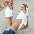 thumbnail image 5 of Yyuenw Women Open Toe Thong Wedge Slides PU Slip On Summer Outdoor Walking Sandals, 5 of 9