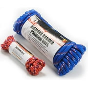 Wellmax Diamond Braid Nylon Rope, 1/2in X 50FT with Bonus 1/4in x 25FT Cord UV Resistant, High Strength and Weather Resistant