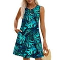 thumbnail image 6 of qucoqpe Womens Summer Sleeveless Tank Dress Crew Neck Front Pleated Mini Dress Casual Floral Print Vacation Beach Sundress with Pockets, 6 of 8