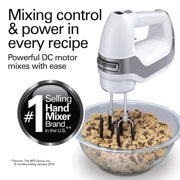Hamilton Beach Professional 7-Speed Electric Hand Mixer, with SoftScrape Beaters, Whisk, Dough Hooks & Case, White