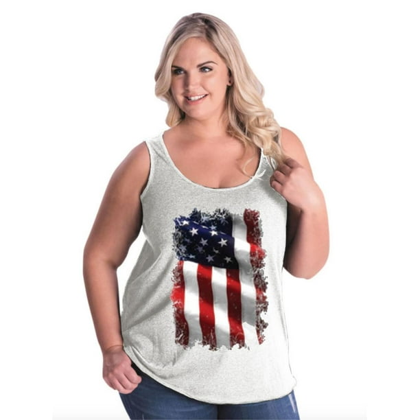 IWPF - Womens and Womens Plus Size American Flag 4th of July Curvy Tank ...