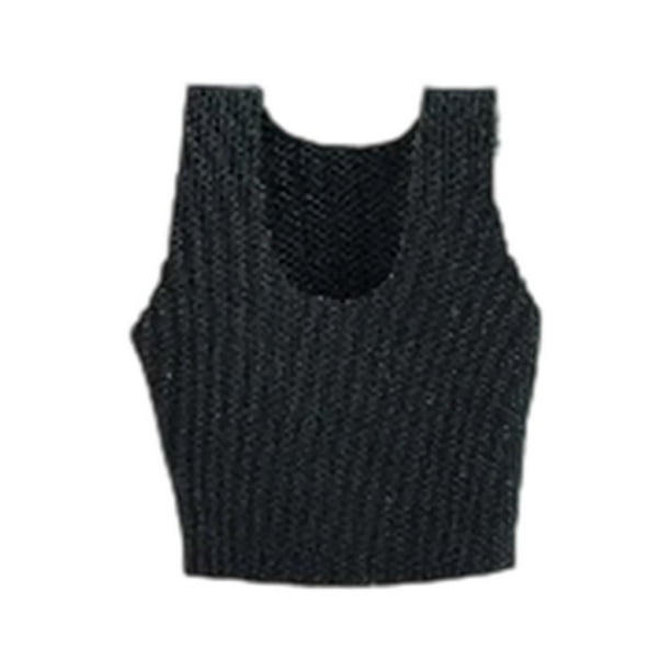 Chaleco de mujer a escala 1/12, accesorios de ropa en miniatura hechos a mano para figuras de acción de 6 pulgadas Negro