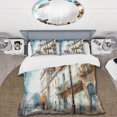 thumbnail image 2 of Designart "French Small Town in Blue and Beige" City Art Deco Bedding Covert Set - Industrial Blue Cityscapes Bed Set With 2 Shams, 2 of 6