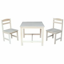 International Concepts Indoor Wood Kids Table and Chairs in Unfinished - 3 Piece Set