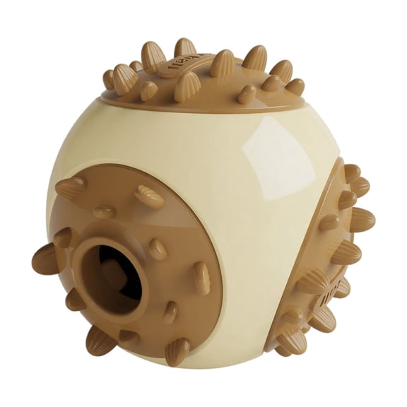 Dog Toy Ball Indestructible Chew Resistant Food Dispensing Toy for Dogs Self Entertainment Boredom Relief Teething Brown