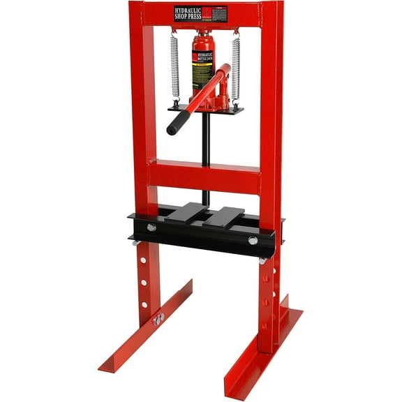 6-Ton Hydraulic Shop Press, H-Frame Garage Floor Press with Built-in Relief Valve, Adjustable Work Table & Stamping Plates for Metal Bending, Straightening, and Bearing Installation