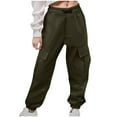 thumbnail image 2 of ZOYOEN Girls Cargo Pants- Fashion Casual Drawstring Cotton Kids Jogger Pants Army Green Size 10, 2 of 3