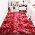 thumbnail image 5 of Softlife Super Soft Plush Tie Dye Velvet Rugs for Home Decor,Fluffy carpet For Living Room,Bedroom,5' x 8',Red, 5 of 7