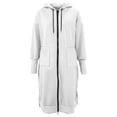 thumbnail image 6 of SETOOFF Women Long Maxi Length Zip Up Hooded Sweatshirt Side Split Long Line Hoodie Coat Oversized Drawstring Hood Jacket with Pockets Solid Color Casual Layering Outerwear for Fall Winter, 6 of 6