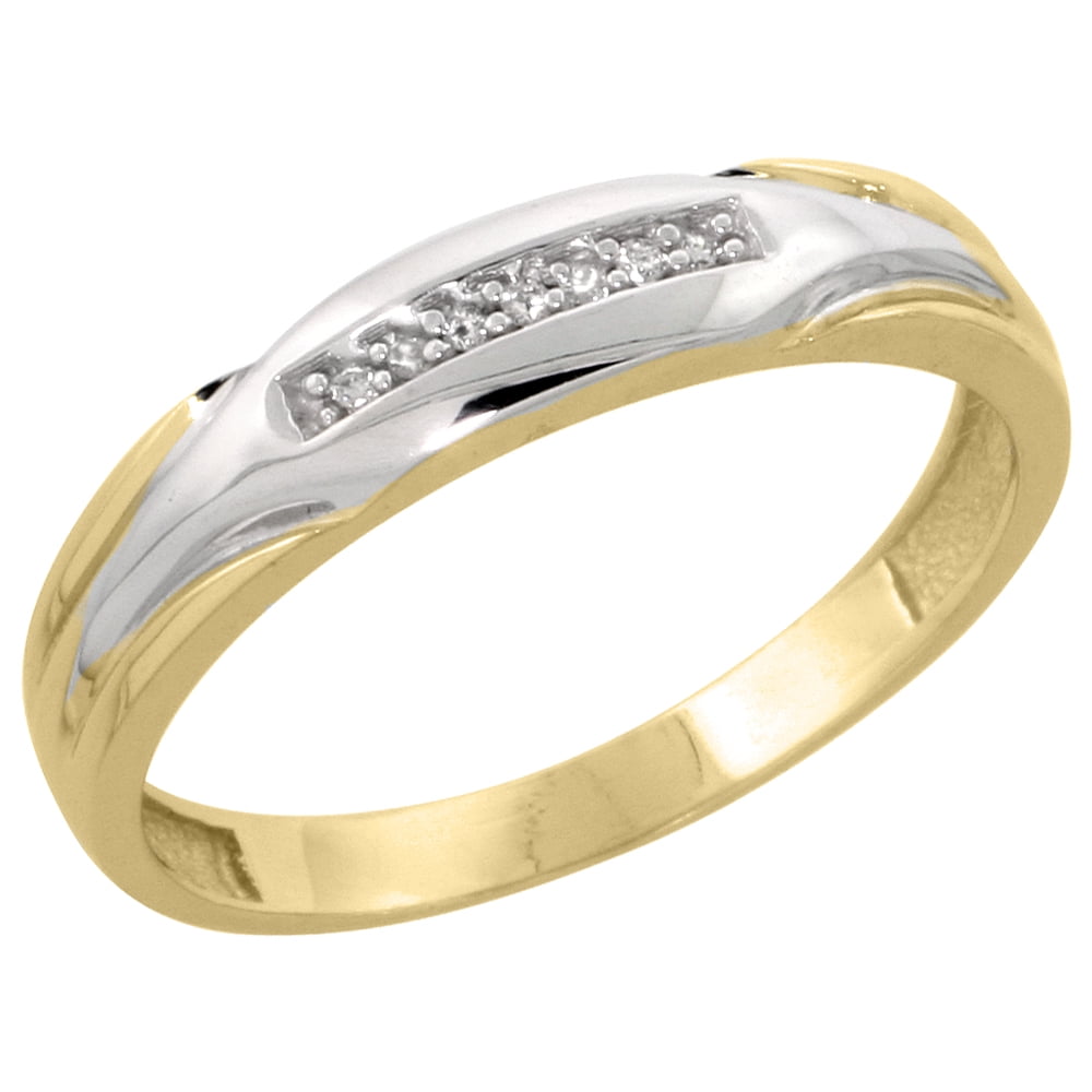 wide size 11 10k White Gold Mens Diamond Wedding Ring Band w// 0.026 Carat Brilliant Cut Diamonds 3//16 in. 5mm