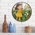 thumbnail image 6 of Girl Pluck Flowers Wall Clock Modern Decor Acrylic Clock Golden Hands 9.5in, 6 of 12