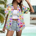 thumbnail image 2 of YANGXINX Women's Hawaiian Button Down Shirts Summer Tropical Floral Printed Short Sleeved Collared Tops Casual Beach Vacation Clothes Outfits, 2 of 3