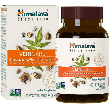 Himalaya VeinCare for Healthy Vein Walls and Rectal Comfort, 300mg, 60 Capsules, 1 Month Supply