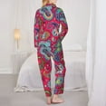 thumbnail image 3 of Pajama Sets for Women 2 Pcs, Brightly Colored Paisley Button Down Long Sleeve Sleepwear Lounge PJ Sets, 3 of 6