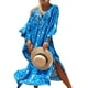 thumbnail image 4 of Mujeres Kaftan Bikini Cover Ups Suelta Manga Larga Vestido de Playa Traje de Baño Blusa Casual Loungewear Nituyy Bata de playa estampada, 4 of 5