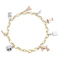 thumbnail image 2 of 14K Tri-Color Gold Fancy Rolo Link Multi Charm 4.50mm Statement Bracelet 7.50", 2 of 7