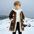 thumbnail image 2 of FUZHIQ Christmas Jacket for Kids Boys Santa Claus Xmas White Trim Open Front Hoodies Winter Warm Hooded Coat, 2 of 5