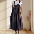 thumbnail image 2 of YFELWZ Combinaisons Grande Taille pour Femmes Printemps Été Robe Décontractée en Lin à Bretelles Noire TTTTG, 2 of 4