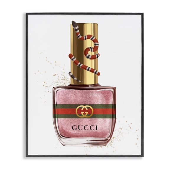 Stupell Industries Modern Makeup Nail Polish Pink Gold Snake Fashion Design Black Framed Giclee Art, 11 x 14, by Ziwei Li