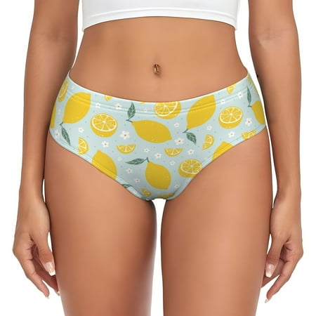 Womens Underwear - Funny Lemon Flower Leaves No Show Seamless Underwear for Women  Soft Comfort Stretch Women s Panties  Hipster Ladies Panties Bikini Underwear Briefs
