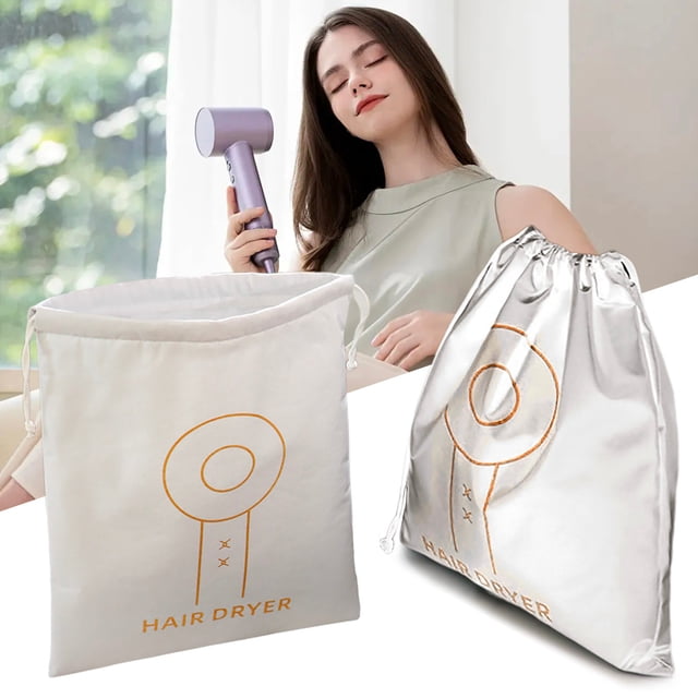 mtvxesu Leather Hair Dryer Dustproof Storage Drawstring Bag for Travel, 2 Sizes, 1 Piece