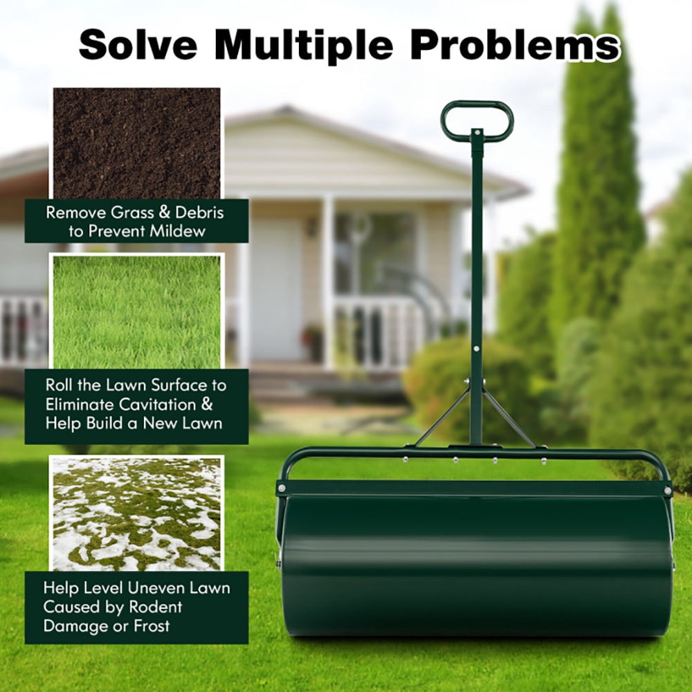Resenkos Manual Lawn Aerator, Aerator Lawn Tool,39 Inch Wide Push/Tow Lawn Roller-Green