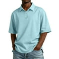 thumbnail image 2 of Qwertyu Mens Polo Shirts Short Sleeve Casual Lightweight Summer T-Shirt Classic Collared Golf Shirt Light Blue 2XL, 2 of 9