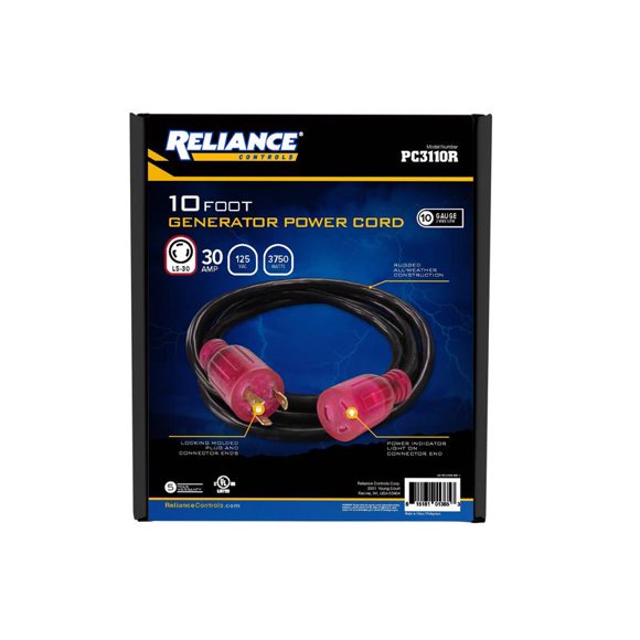 Cable de alimentación del generador Reliance Controls 10/3 SJTW 125V 3m