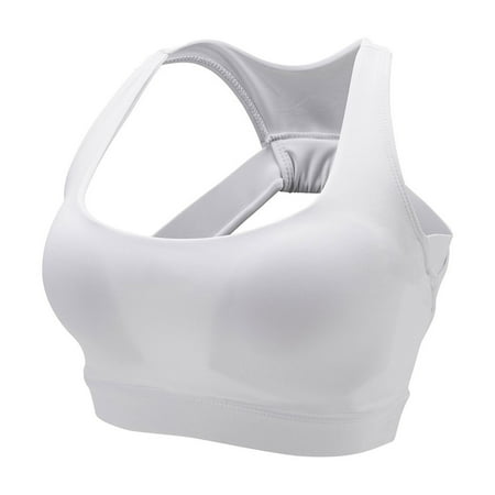 JMKQLZ Sports Bra for Women Hollow Backless without Steel Ring Gathering Workout Fitness Yoga Bra White S