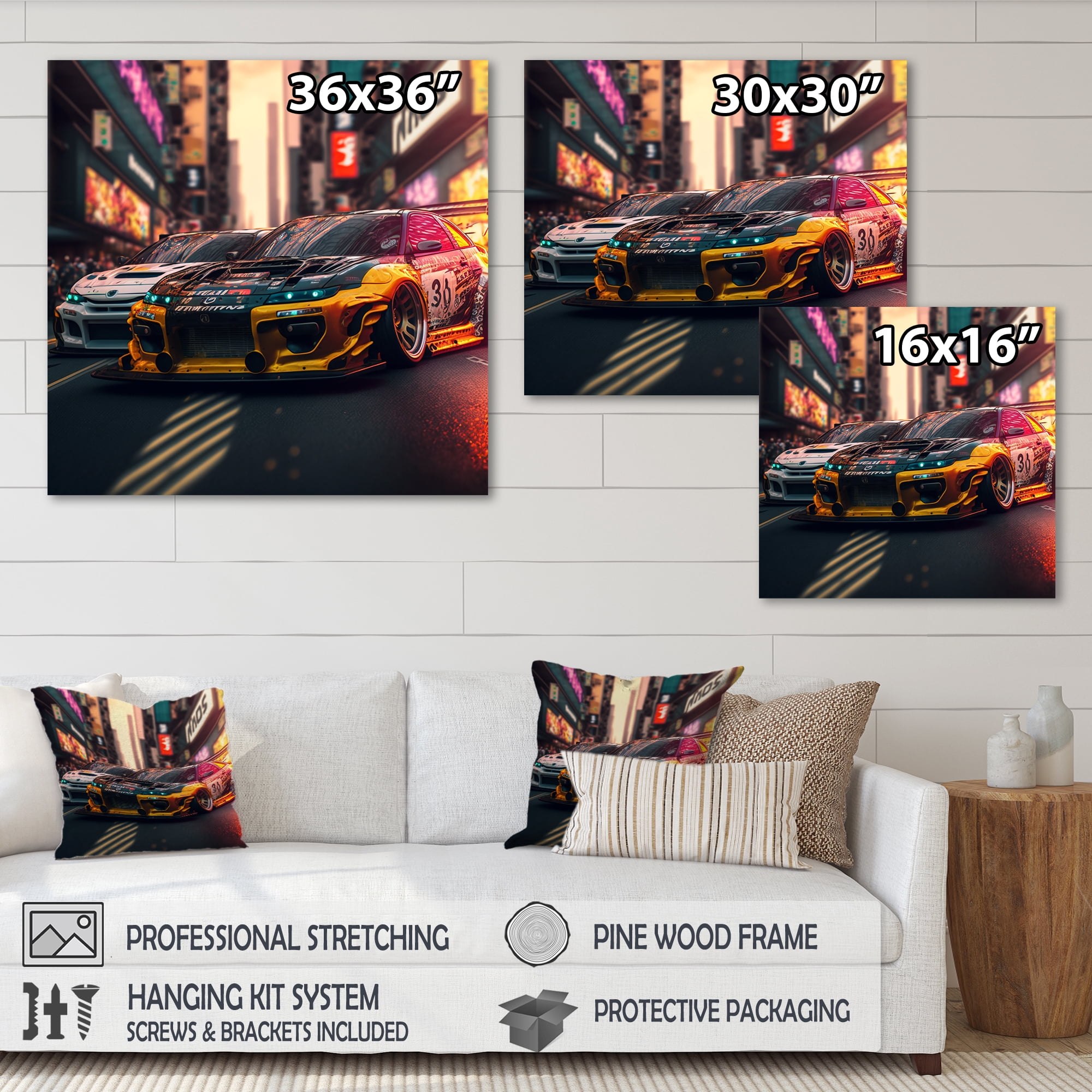 Designart Tunning Car Drifting In Toyko VI Canvas Wall Art
