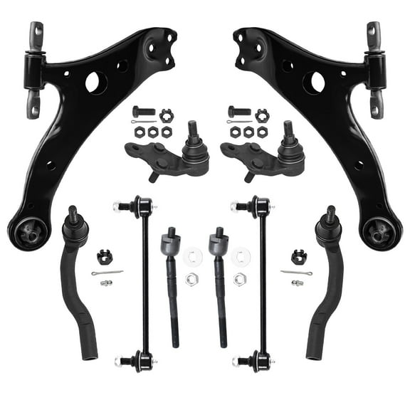 Detroit Axle - 10pc Front End Suspension Kit for 2007-2011 Toyota Camry 2 Lower Control Arms 2 Lower Ball Joints 4 Tie Rods 2 Sway Bars 2008 2009 2010 Replacement