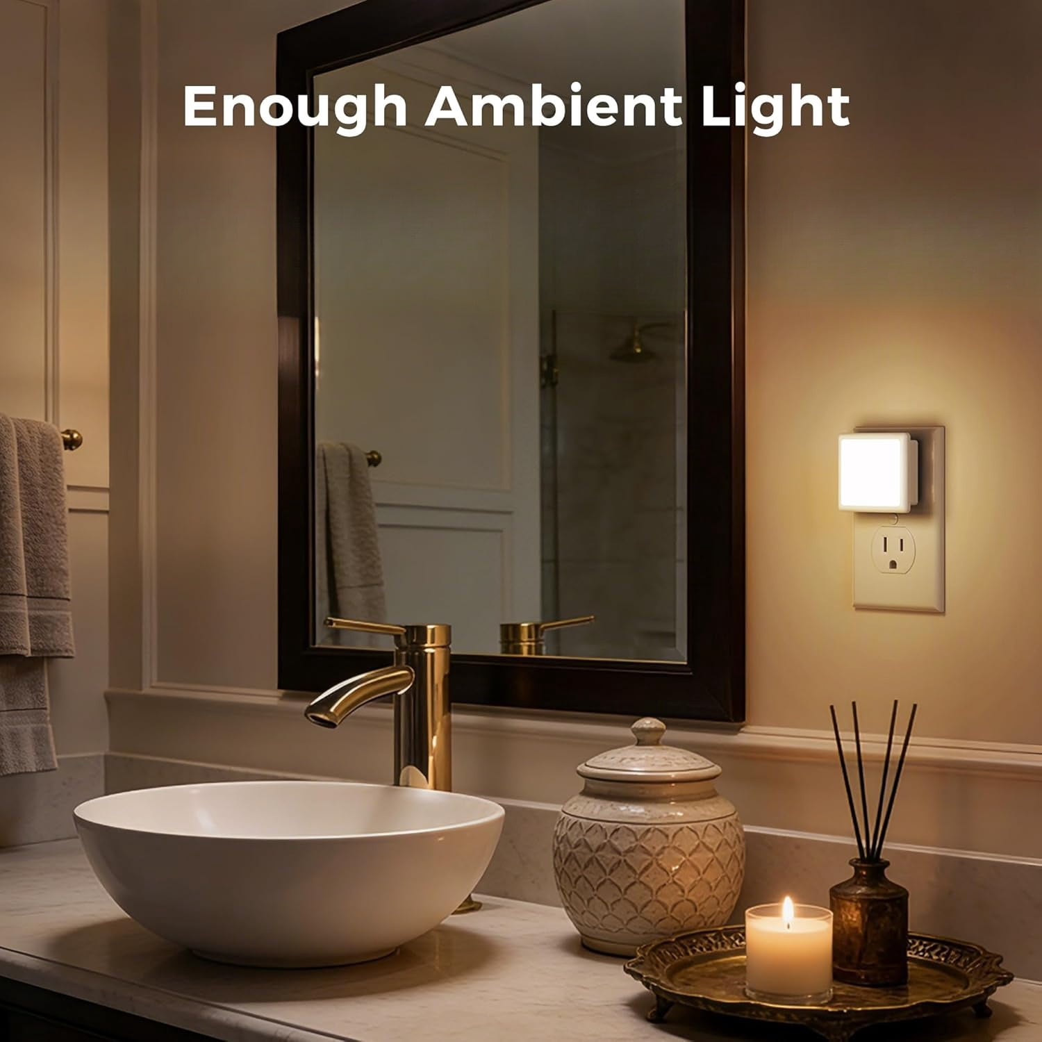 3CCT Night Lights Plug into Wall 2-Pack, 0.3W Plug in Night Light, Dusk to Dawn, Bright Nightlight Auto-On/Off, for Adults Kids Room Bedroom Bathroom Hallway Kitchen