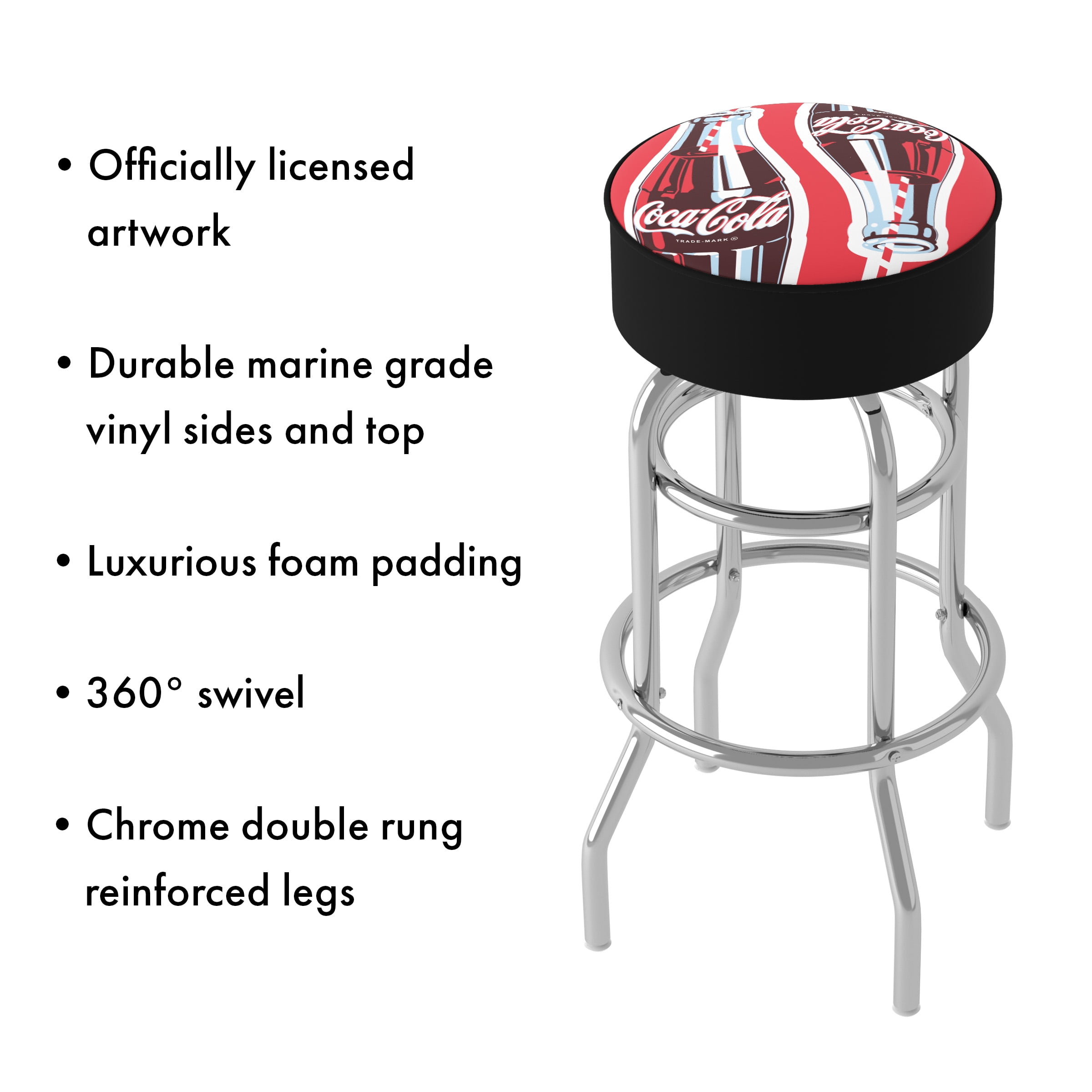 Trademark Gameroom Coca-Cola Bar Stool, 360-Degree Swivel