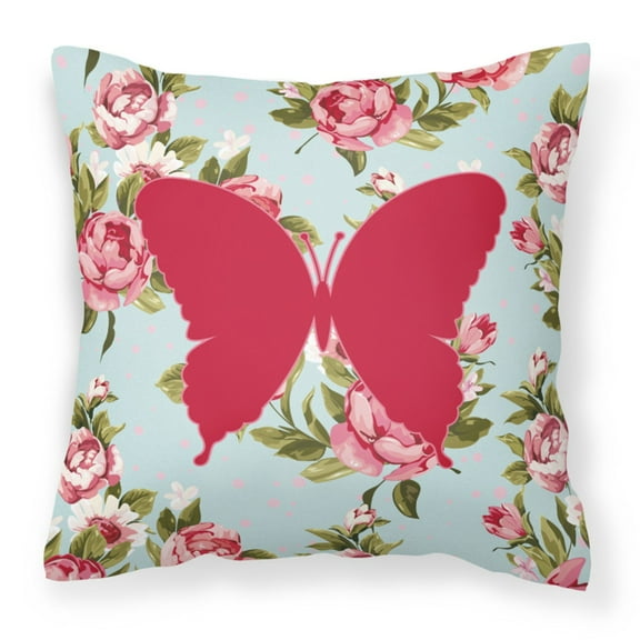 Carolines Treasures Butterfly Roses Fabric Decorative Outdoor Pillow
