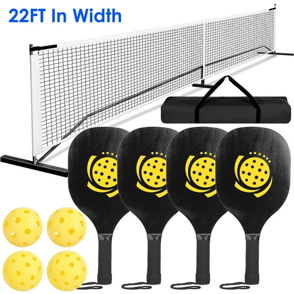 16.09lbs Portable Pickleball Set Moclever Pickleball Paddles Set of 4 with 4 Pickleballs  Carrying Bag for Driveway Backyard, 22x1.67x3ft