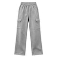 thumbnail image 6 of Xdegoge Tween Girls Wide Leg Cargo Sweatpants High Waisted Baggy Lounge Pants with Pockets Elastic Waist Y2K Casual Streetwear Workout Trousers, 6 of 7