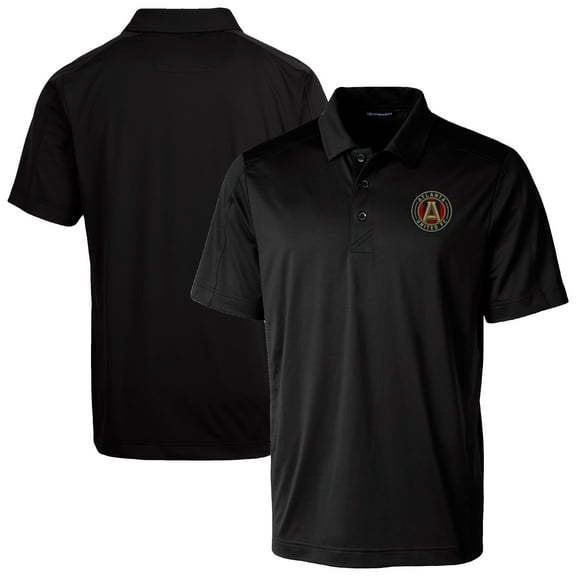 Men's-Cutter & Buck  Black Atlanta United FC Prospect Eco Textured Stretch Recycled Polo