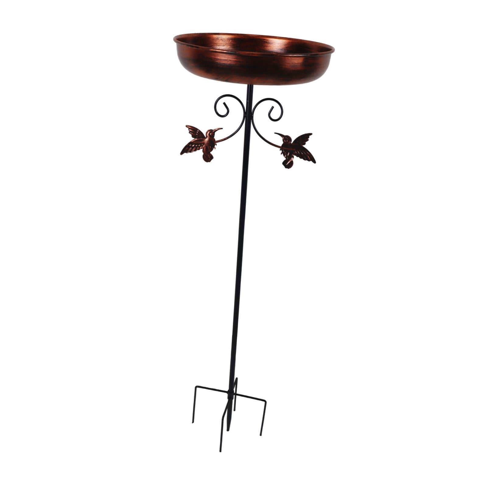 koolsoo Iron Bird Bath Bowl Water Bowl Gift Landscape with Garden Stake Bird Feeder Tray for Fence Outside Balcony Porch Housewarming