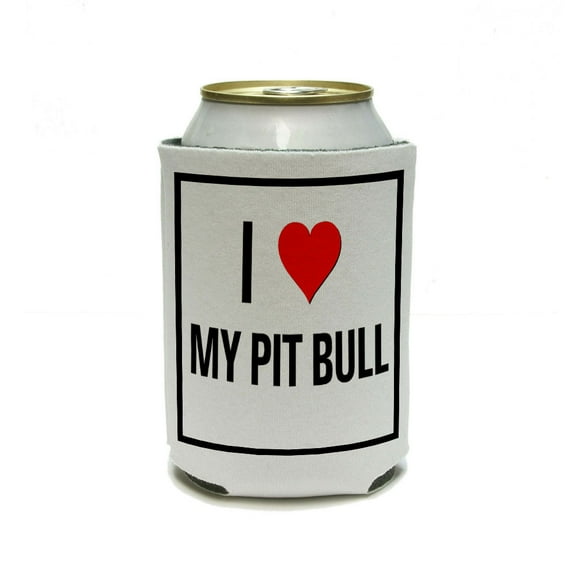 I Love Heart My Pit Bull Can Cooler Drink Insulator Beverage Insulated Holder