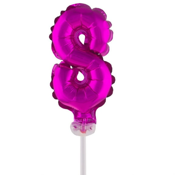 Balloon-Foil-Cake Topper-Number 8-5"-Pink