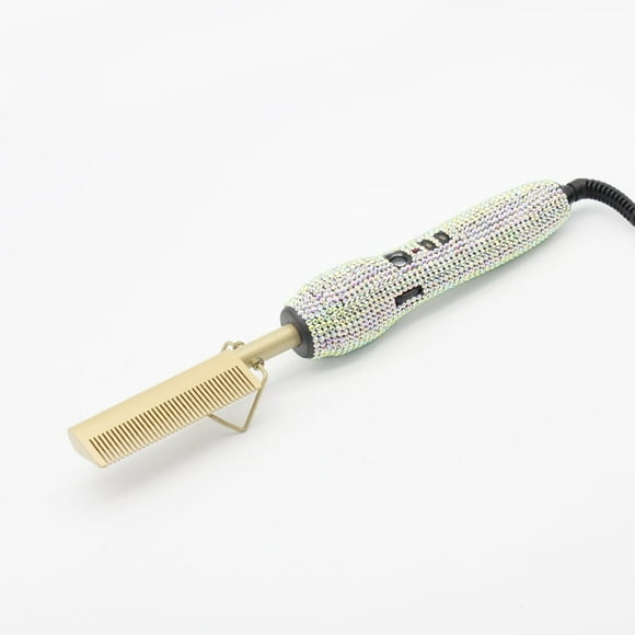Electric Hot Comb Hair Straightening Heat Pressing Comb Diamond handle Multifunctional Copper Hair Straightener Brush