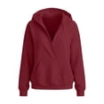 thumbnail image 4 of DISKEBUISS Women's Wrap V Neck Hoodie Long Sleeve Front Kangaroo Pocket Loose Casual Sweatshirt, 4 of 7