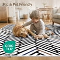 thumbnail image 4 of ODIKA 8'x10' Washable Area Rug Striped Door Zigzag Doormat Featuring Bold Monochrome Stripe for King Size Bedroom Under Bed, Master Suite, Non-Shedding, Easy Care, 4 of 7
