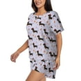 thumbnail image 2 of Bingfone Dachshund Dog Puppy Print Pajamas Sets for Women Soft Short-Sleeved Pjs with Lounge Shorts Two Piece Sleepwear, 2 of 8