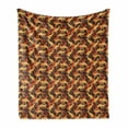 thumbnail image 1 of Kangaroo Soft Flannel Fleece Throw Blanket, Illustration of Baby Mammals in the Forest with Palm Tree Leaves, Cozy Plush for Indoor and Outdoor Use, 50" x 60", Pale Orange Rust, by Ambesonne, 1 of 6