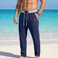 thumbnail image 4 of Gamivast Straight Leg Athletic Pants for Men with Zipper Pockets Elastic Drawstring Waist Lightweight Relaxed Fit Open Bottom Track Pants for Gym Travel and Outdoor Navy S, 4 of 7