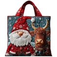 thumbnail image 2 of CLOUJI Christmas Tote Bag Quilted 3D Embossed Santa Cow Pattern Large Capacity Shoulder Handbag Reusable Grocery Shopping Holiday, 2 of 8