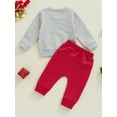 thumbnail image 5 of Toddler Baby Girls Boys Christmas Outfits Letter Long Sleeve Sweatshirts Pullover Pants Set 2Pcs Fall Winter Clothes, 5 of 8