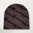 thumbnail image 2 of XIAOCHA Bold‑Print Beanie for Women，Jacquard Knit Fall‑Winter Outdoor Skullcap,Coffee, 2 of 4
